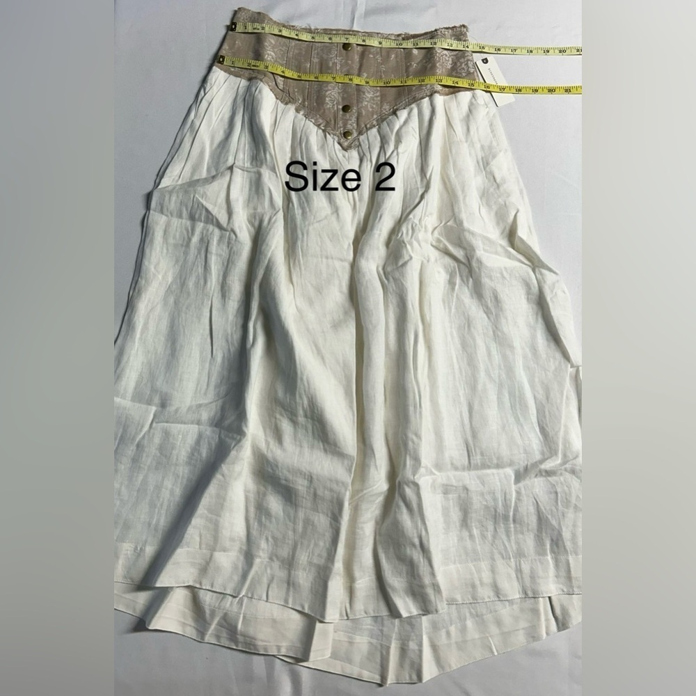 NWT By Anthropologie Linen Jacquard Basque-Waist Culottes - Picture 5 of 5